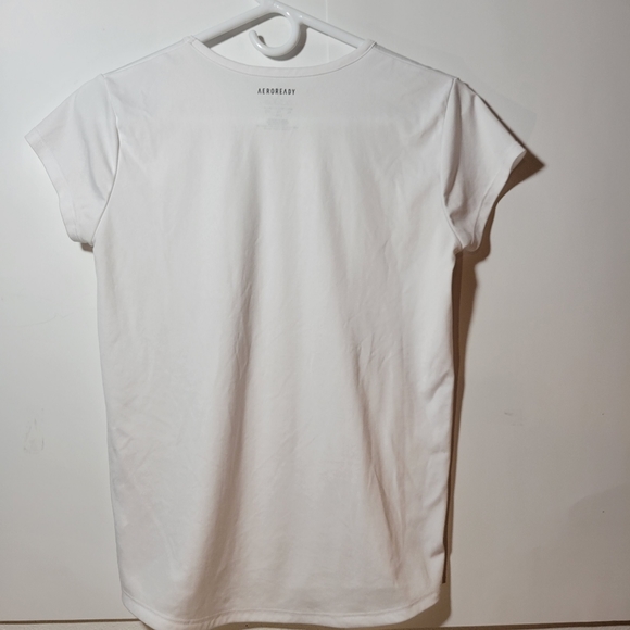 Kids White Adidas ss Iridescent logo design on front S XL fits like womens xs - Picture 4 of 5